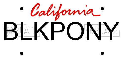 BLKPONY California License Plate