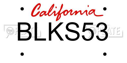 BLKS53 California License Plate