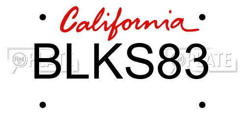 BLKS83 California License Plate