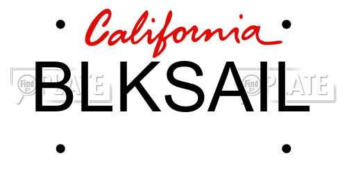 BLKSAIL California License Plate