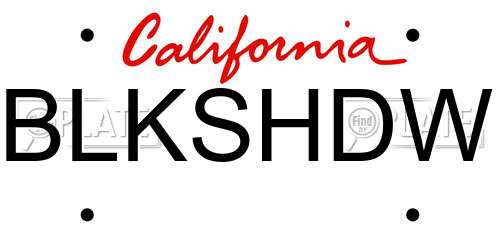 BLKSHDW California License Plate