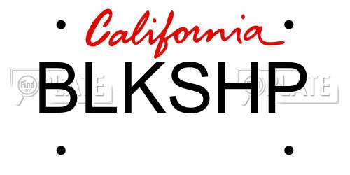 BLKSHP California License Plate