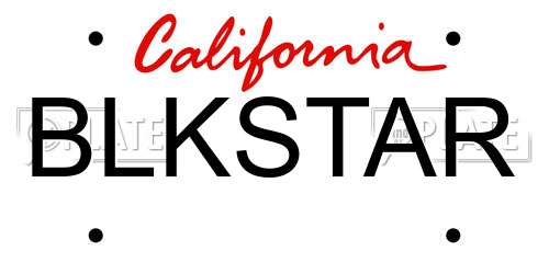 BLKSTAR California License Plate