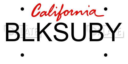 BLKSUBY California License Plate