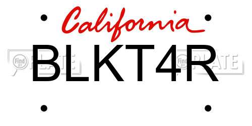 BLKT4R California License Plate