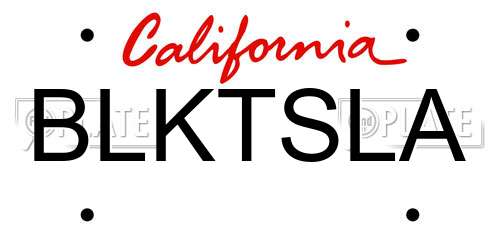 BLKTSLA California License Plate