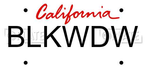 BLKWDW California License Plate