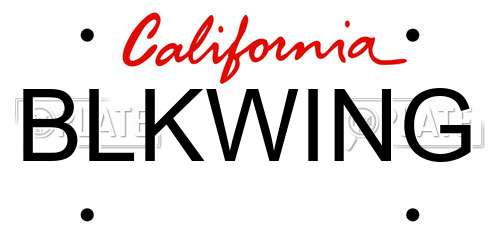 BLKWING California License Plate