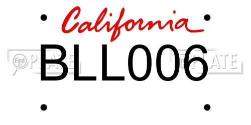 BLL006 California License Plate
