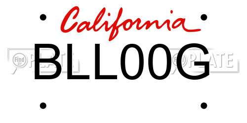 BLL00G California License Plate