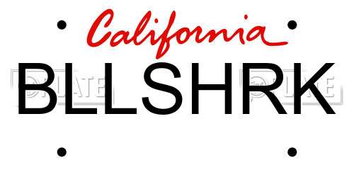 BLLSHRK California License Plate