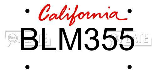 BLM355 California License Plate