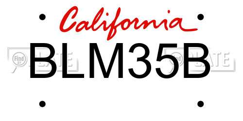 BLM35B California License Plate
