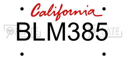 BLM385 California License Plate