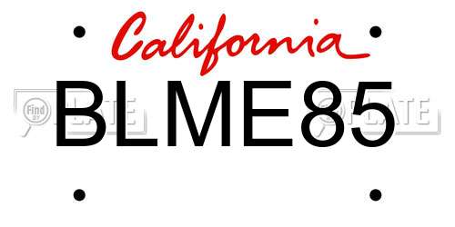 BLME85 California License Plate