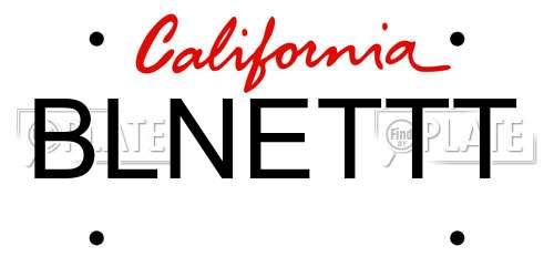 BLNETTT California License Plate