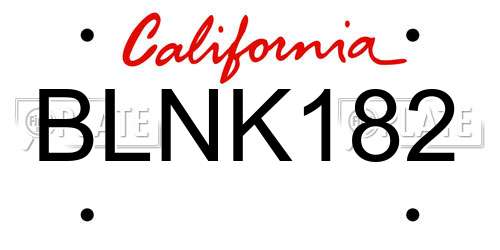 BLNK182 California License Plate