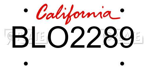 BLO2289 California License Plate