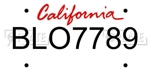 BLO7789 California License Plate
