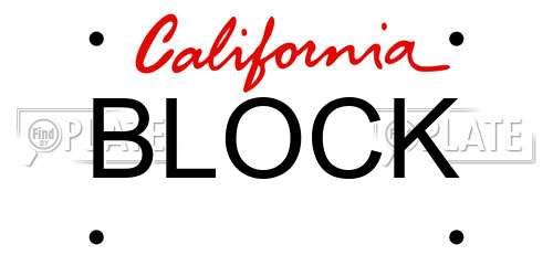 BLOCK California License Plate