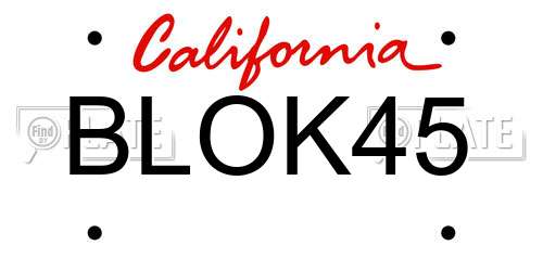 BLOK45 California License Plate