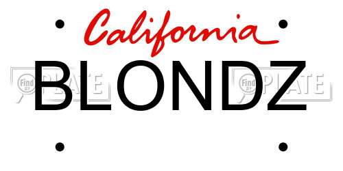 BLONDZ California License Plate