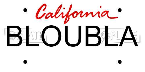 BLOUBLA California License Plate