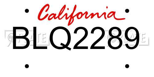 BLQ2289 California License Plate