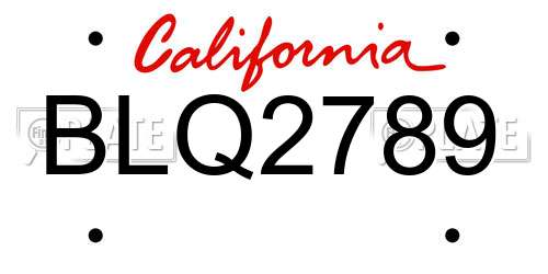 BLQ2789 California License Plate