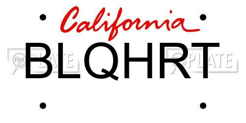 BLQHRT California License Plate
