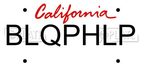 BLQPHLP California License Plate