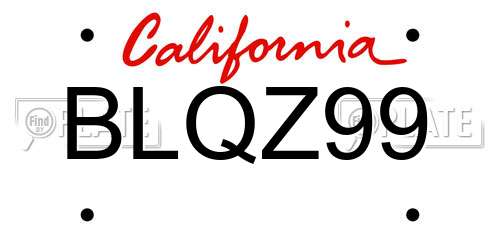 BLQZ99 California License Plate
