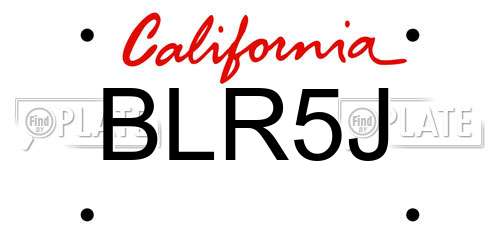 BLR5J California License Plate