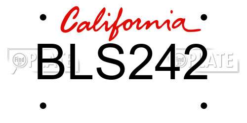 BLS242 California License Plate