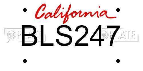 BLS247 California License Plate