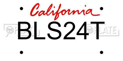 BLS24T California License Plate