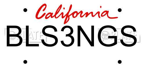 BLS3NGS California License Plate