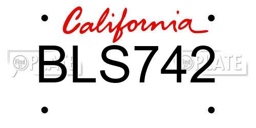 BLS742 California License Plate