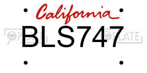BLS747 California License Plate