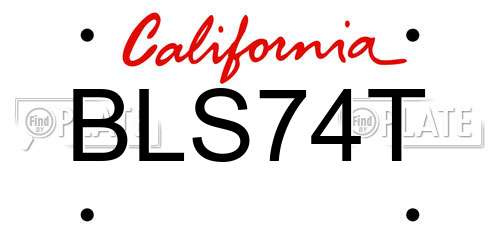 BLS74T California License Plate