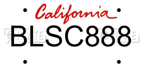 BLSC888 California License Plate