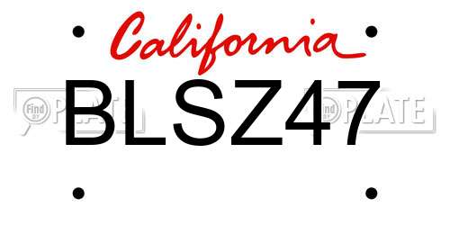 BLSZ47 California License Plate