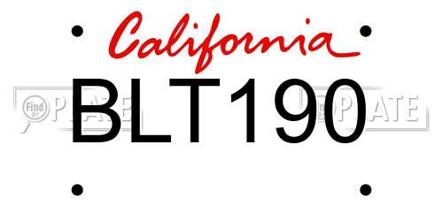 BLT190 California License Plate