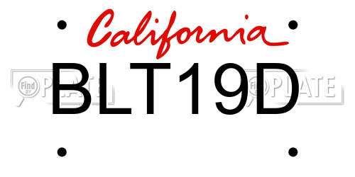 BLT19D California License Plate
