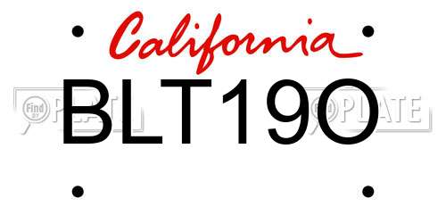 BLT19O California License Plate