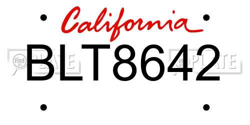BLT8642 California License Plate