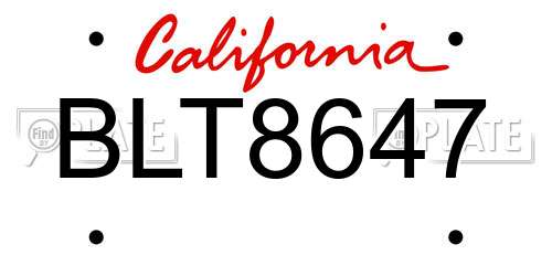 BLT8647 California License Plate