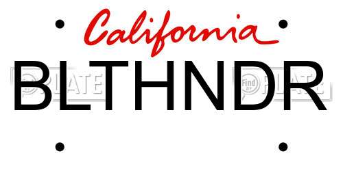 BLTHNDR California License Plate
