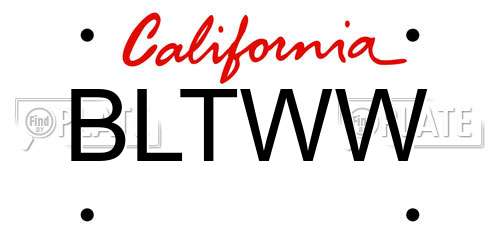 BLTWW California License Plate