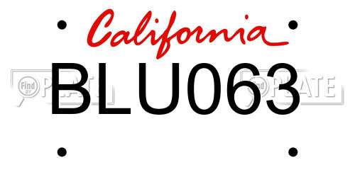 BLU063 California License Plate